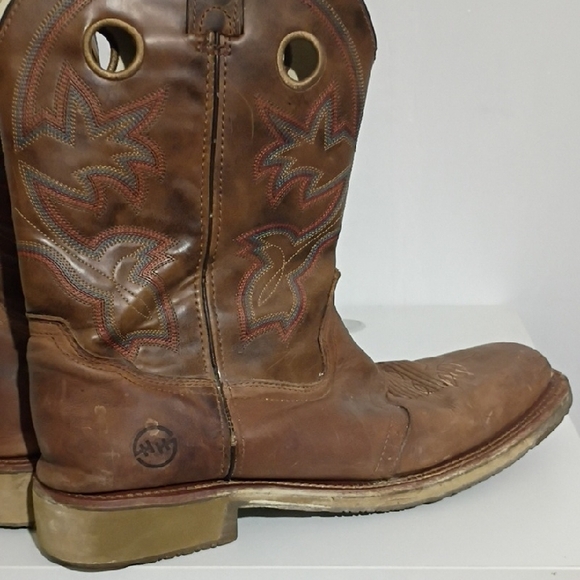 HH Double H Brown Leather Cowboy Boots Western Boots Size 14D - Picture 11 of 15
